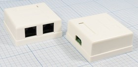 Гнездо телефонное 8P8Cx2, 8C, наружний[розетка]5КАТ, [RJ-45]; №647 гн телеф 8P8Cx2\ 8C\\наруж[розетка] 5КАТ\[RJ-45]