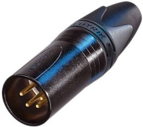 NC4MXX-B, XLR Connectors 4P MALE BLACK HOUSE GOLD CONTACTS