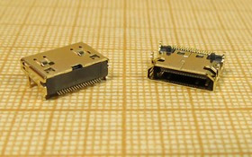 Разъем miniHDMI-19F розетка, контакты 19C4C, на плату SMD, угловой, miniHDMI-19F