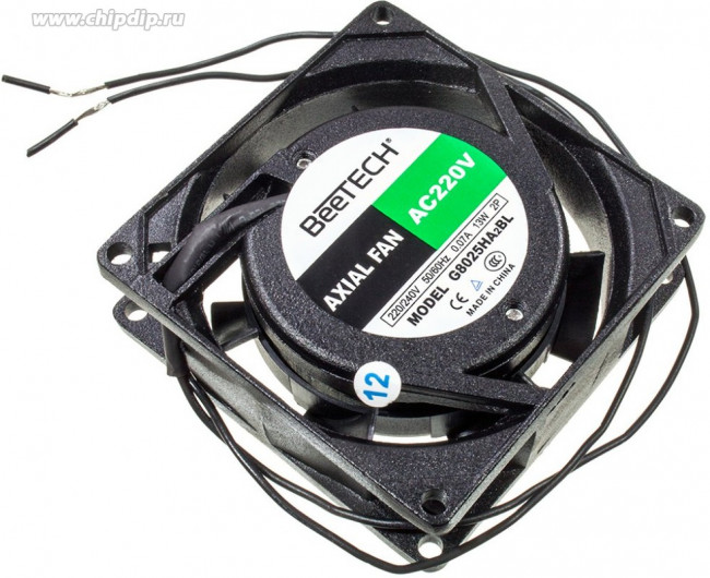G8025HA2BLX, вентилятор 220В 80х80х25мм (аналог JA0825H2B) подшипник качения клеммы
