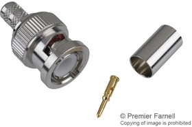 112533, Разъем РЧ / Коаксиальный, BNC Коаксиальный, Прямой Штекер, Обжимной, 50 Ом 112533, Разъем РЧ / Коаксиальный, BNC Коаксиальный, Прямой Штекер, Обжимной, 50 Ом