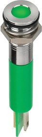 Q22F1AGXXSG220E, Светодиодный индикатор в панель, Зеленый, 220 В AC, 22 мм, 3 мА, 980 мкд, IP67
