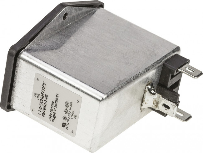 FN284B-2-06, Filtered IEC Power Entry Module, IEC C14, Medical, 2 А, 250 В AC, 2-Pole Switch