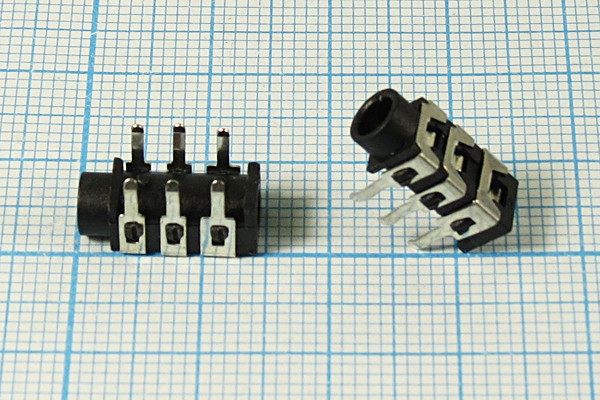 Розетка 3.5 стерео, контакты 6C, , угловой, ST-033-02, ON-OFF