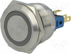 V22-11R-12B-S, Переключатель: антивандальный, Пол: 2, SPST-NO + SPST-NC, IP65