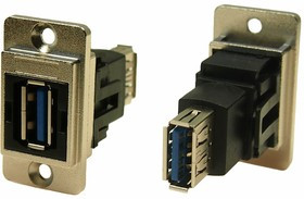 Straight, Panel Mount, Socket to Socket Type A to A 3.0 USB Connector