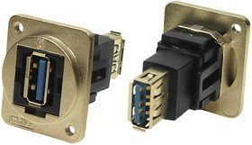 Straight, Panel Mount, Socket to Socket Type A to A 3.0 USB Connector