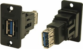 Straight, Panel Mount, Socket to Socket Type A to A 3.0 USB Connector