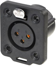 NC3FDX-TOP, XLR Connectors 3P F Panel Mnt Rcpt Nickel/Gold TOP