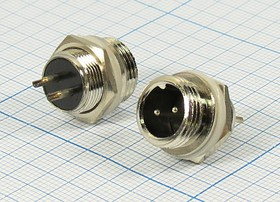 Штекер микрофонный MIC12 на панель под гайку, 2контакта, М12, QGXZ12M-2B, аналог X12-2P; Q-10388Z штек мик MIC12\2P\пан\М12\ \QGXZ12M-2B[X12