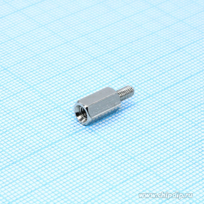 PCHSN-10 (Ni), Стойка для печатных плат, шестигр., латунь, М3, 10мм, никелированные
