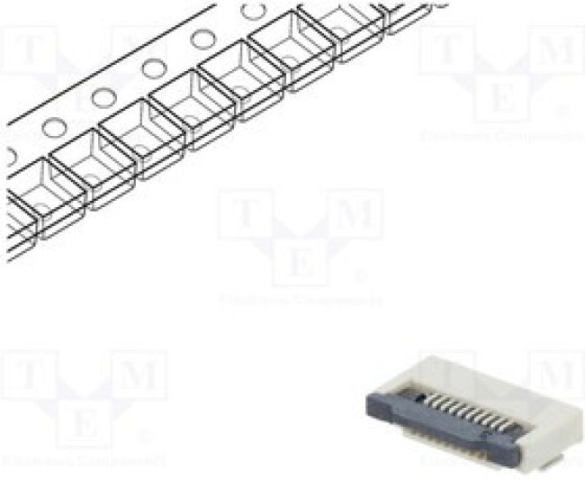 DS1020-11-10VBT1-R, Разъем: FFC (FPC); горизонтальный; PIN: 10; ZIF; SMT; луженые; 30мОм DS1020-11-10VBT1-R, Разъем: FFC (FPC); горизонтальный; PIN: 10; ZIF; SMT; луженые; 30мОм