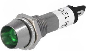 IND8-12G-B, Индикат.лампа: LED, вогнутый, 12ВDC, Отв: d8,2мм, IP40, под пайку