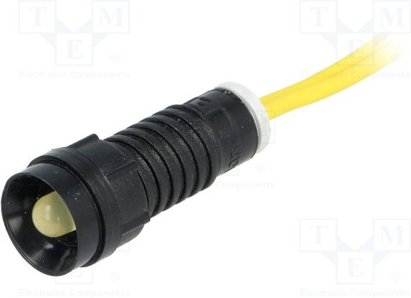LY-D5-230AC, Индикат.лампа: LED, вогнутый, 230ВAC, Отв: d11мм, IP40, пластик