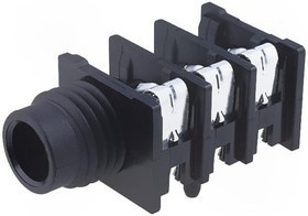 ACJS-HHOP, Гнездо; Jack 6,35мм; "мама"; stereo; без гайки; угловой 90°; THT