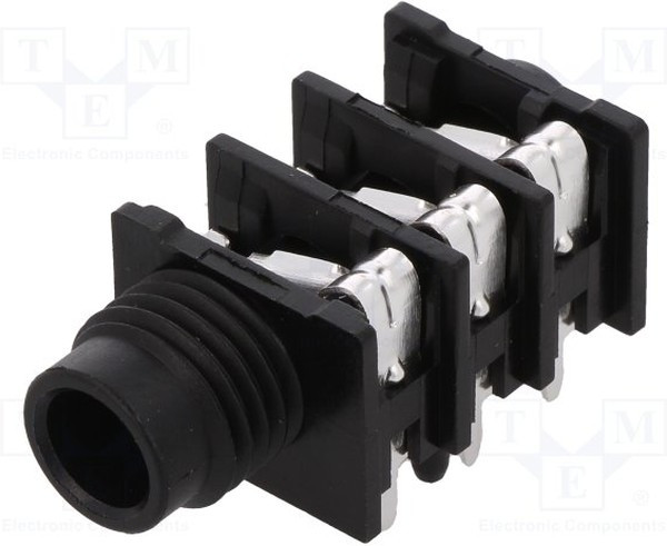 ACJS-HHOP, Гнездо; Jack 6,35мм; "мама"; stereo; без гайки; угловой 90°; THT