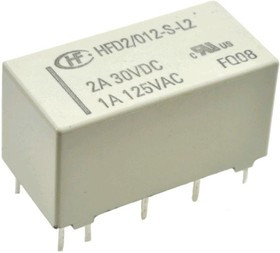 HFD2/012-S-L2, Реле бистабильное 2 катушки 2 переключ. 12VDC, 3A/250VAC DPDT