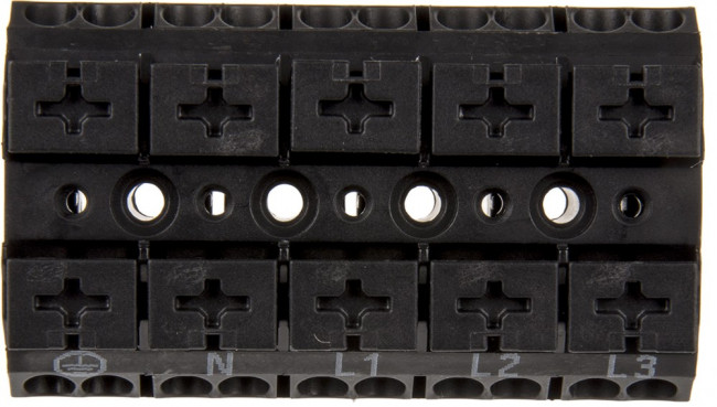 862-1505, 5-полюсная 4-пров. колодка, 0,5-4 мм2, PE-N-L1-L2-L3, чёрная