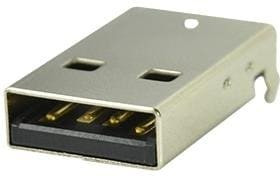 UP2-AH-4-TH, USB Connectors USB 2.0 type A plug 4 pin Horizontal TH
