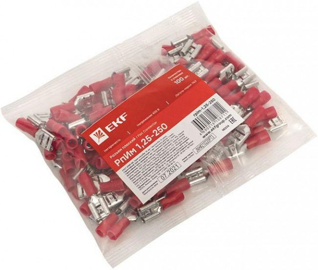 Разъем плоский РпИм 1.25-250 (уп.100шт) EKF rpim-1.25-250
