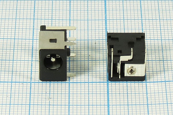 Разъем питания DC розетка, d1.2 D4.8, 3C 2HP, на плату, угловой, PJ003SA