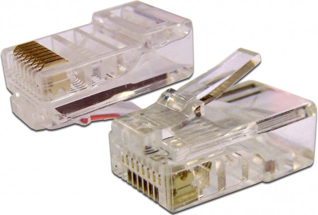 Коннектор RJ-45 8P8C UTP Кат. 6 TWT, универсальный, 100 шт. в упак. TWT-PL45-8P8C-6