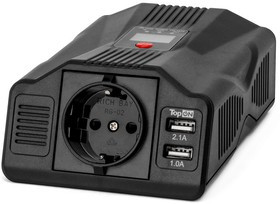Автомобильный инвертор TopON TOP-PI201 200W 1 розетка, 2 USB, LCD экран, пиковая мощность 400W Черный