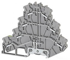 PYK2,5-3FT (серый), 307209 Клеммник пруж.быстрозажимной (Push in) 3-х ярусный, с контактами на DIN-р