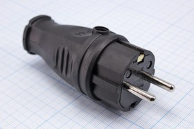 ВКП16-1, Вилка переносная каучуковая, IP44; №11217T штек пит AC CEE7/4\\16/250\\ IP44\чер\ВКП16-1\