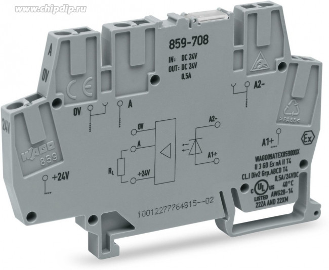 Реле на дин-рейку, 24V DC, 1 п.к., индик.,859-304