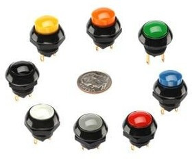 P9-211122, Pushbutton Switches 5A Blk Raised Dome 2 Circuit Solder