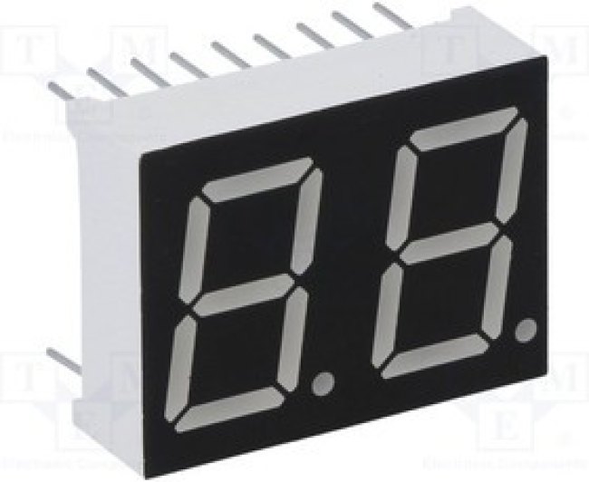 LDD056AUE-101, Дисплей: LED, 7-сегментный, 14,22мм, 0,56", II.зн: 2, красный, катод