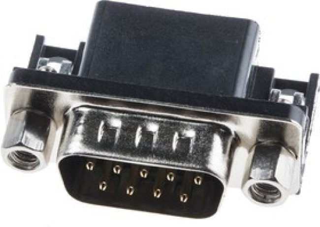 9 Way Right Angle Through Hole D-sub Connector Plug, 2.77mm Pitch, with 4-40 UNC Screwlocks