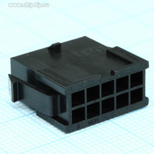 43020-1000, Корпус разъема, двухрядный, монтаж в панель, Серия Micro-Fit 3.0, Штекер, 10 вывод(-ов), 3 мм