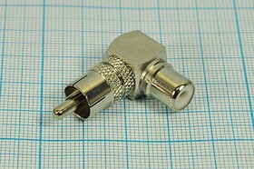 Переходник штекер RCA на гнездо RCA, угловой, никелевый; №10269n штек RCA-гн RCA\переходник\\\ мет\Ni\\углового типа