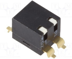 EPMR-02-V, Переключатель DIP-SWITCH, Кол-во секций 2, Шаг 2,54мм, ON-OFF