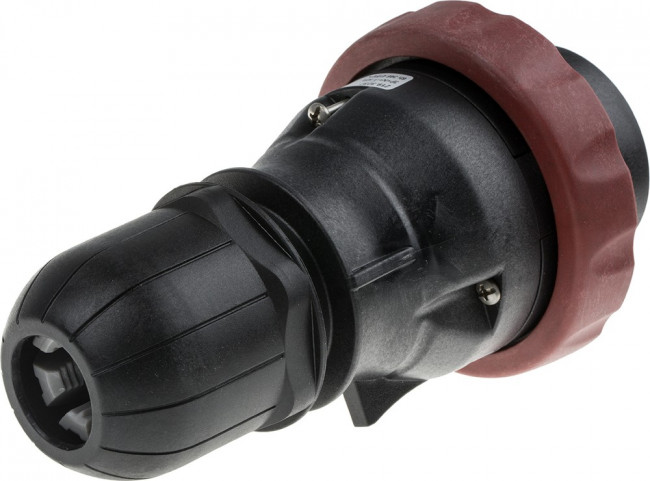219.3237, IP66 Red Cable Mount 3P + N + E Power Connector Plug ATEX, IECEx, Rated At 32A, 346 415 V
