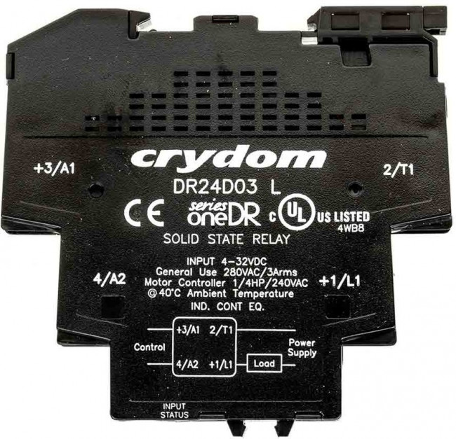 DR24D03, Solid State Relays - Industrial Mount 3A 240VAC Out 4-32VDC In, 11mm UL