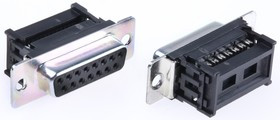 15 Way Right Angle Cable Mount D-sub Connector Socket, 2.77mm Pitch