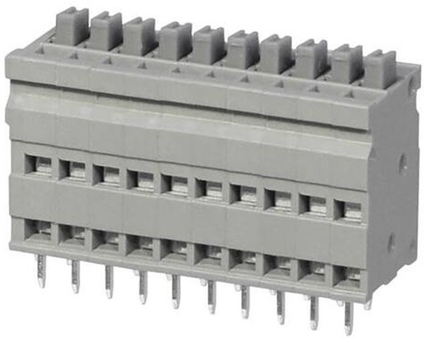 TBL009V-254-10GY-2GY, Fixed Terminal Blocks Terminal block, screwless, 2.54, Vertical, 10, Gray w Gray Button