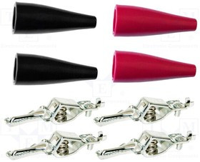 010015-KIT, Зажим "крокодил"; 5А; черный,красный; на провод,под обжим; 8шт. 010015-KIT, Зажим "крокодил"; 5А; черный,красный; на провод,под обжим; 8шт.