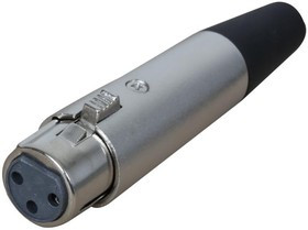PSG01687, Аудио разъем XLR, 3 контакт(-ов), Гнездо, Встраиваемый в Линию, Контакты с Покрытием из Никеля