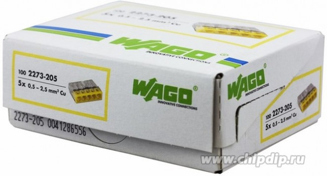 07-5134, 2273-205 Экспресс-клемма 5-проводная до 2,5 мм², (100 шт./уп.) 07-5134, 2273-205 Экспресс-клемма 5-проводная до 2,5 мм², (100 шт./уп.)