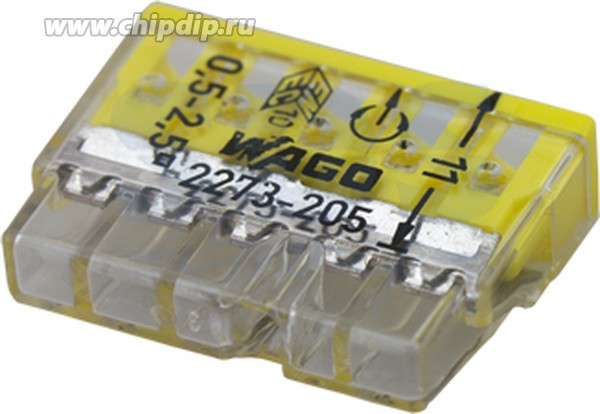 07-5134, 2273-205 Экспресс-клемма 5-проводная до 2,5 мм², (100 шт./уп.) 07-5134, 2273-205 Экспресс-клемма 5-проводная до 2,5 мм², (100 шт./уп.)