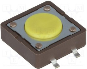 DTSM-21Y-V-B, Микропереключатель, 1, SPST-NO, 0,05A/12ВDC, SMT, 5,2Н, 12x12мм