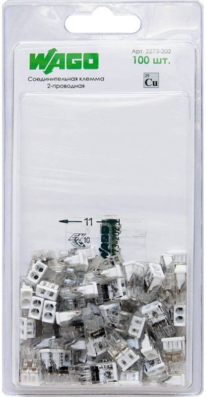 2273-202 (07-5131), Клемма 2-проводная 0.5-2.5мм2 одножильный белый