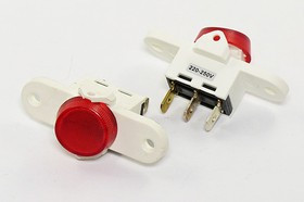 Переключатель клавишный, контакты 3T, 8А, OFF-ON, d20, подсветка белая/ILкрасная, R13-235B WR