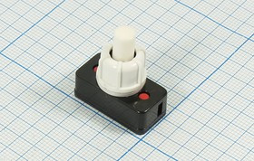 Выключатель кнопочный с фиксацией SPST, ON-OFF, 220В/ 1А, белого цвета; №2662 W ПКн\250\ 1,0\SPST\d10\бел\ бел\\2C\PBS-17A-2\