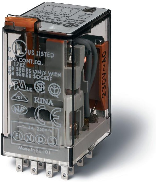 55.34.9.024.0090, Реле 4 переключ. 24VDC, 15A/250VAC 4PDT