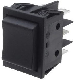 MP004420, Клавишный переключатель, Centre Off, DPDT, Без Подсветки, Панель, Черный